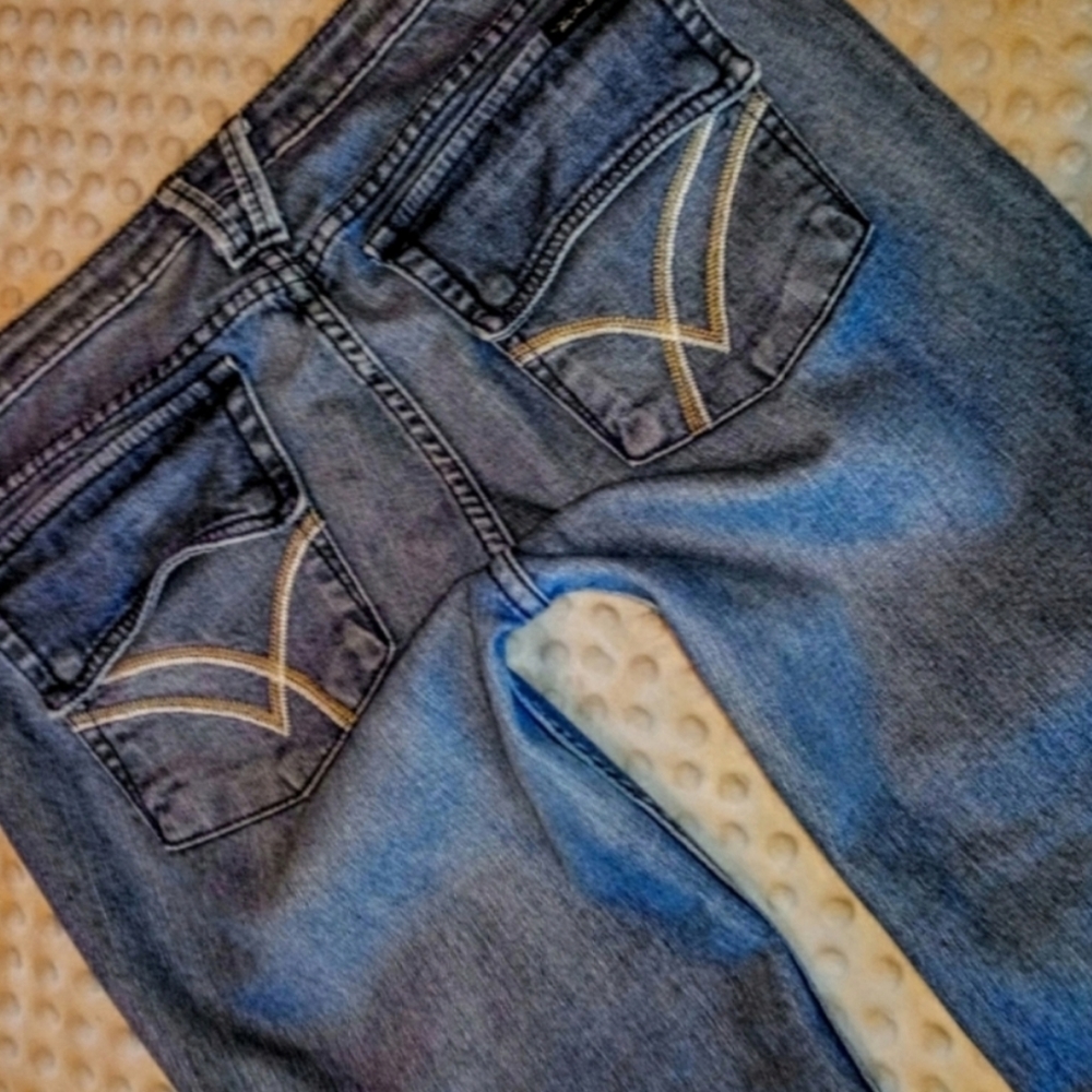 William Rast Jeans Size 32 Crop Raw Hem Flap Pocket Stretch Denim EUC - Picture 6 of 11